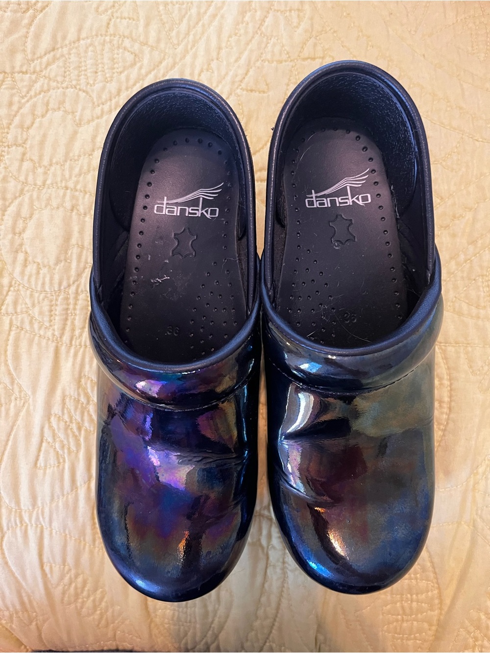 Dansko Iridescent Black Clogs 36